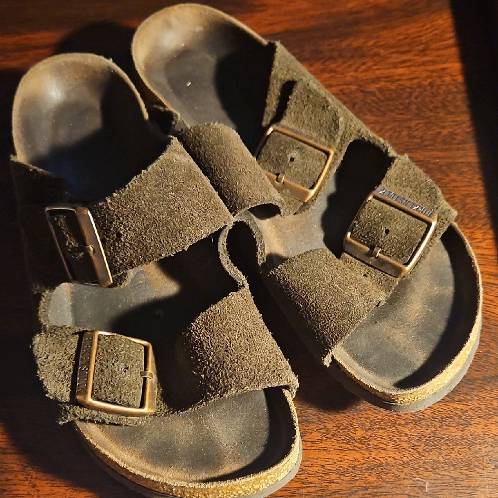 Birkenstock Brown Suede Buckle Sandals